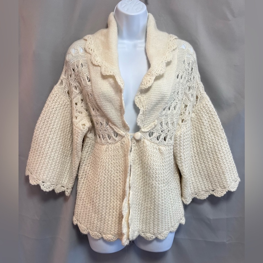 ARDEN B Womens Knit BUTTON FRONT CARDIGAN SWEATER Shawl Size Medium ivory